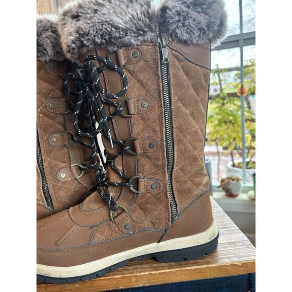 Bear Paw Women’s Leather Waterproof Mid Calf Boot Sz 11 NWOT Brown Lace Up Zip - Picture 8 of 10